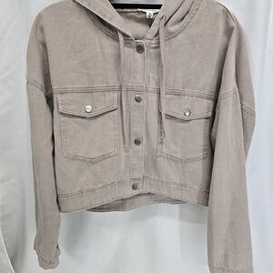 Newbury Kustom Light Brown Hooded Jean Jacket